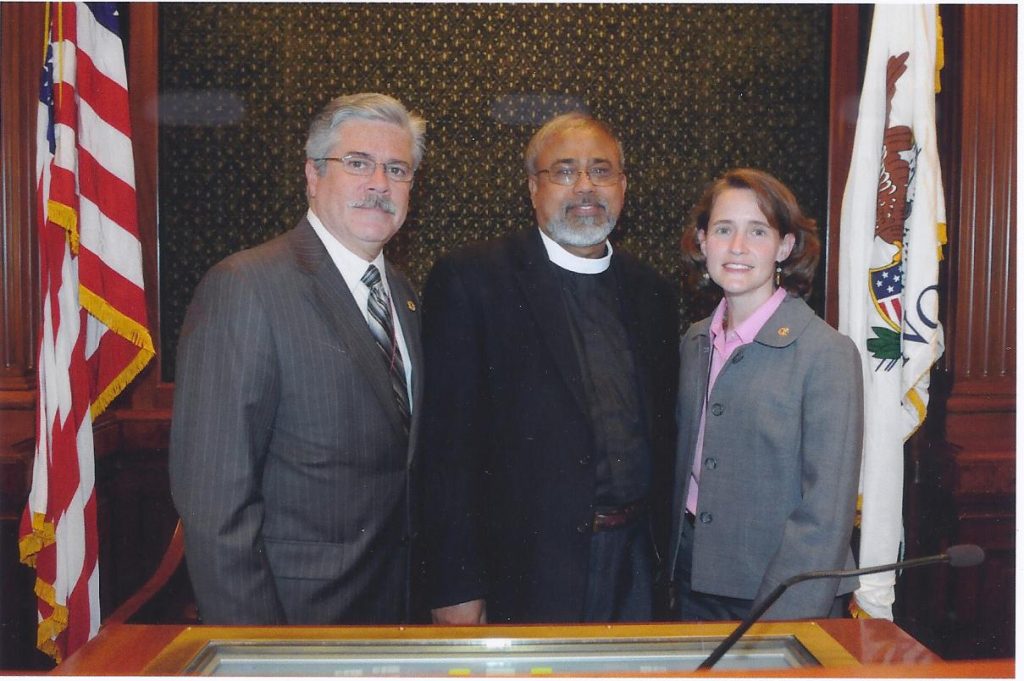 Fr. Mathew Along With Rep. M.Mussman & Rep. Fred Crespo At The State House After The Prayer